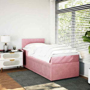 Κρεβάτι Boxspring με Στρώμα Ροζ 90x200 εκ. Βελούδινο