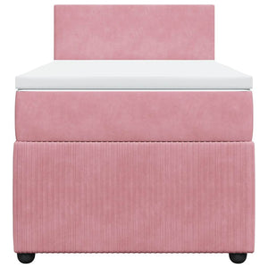 Κρεβάτι Boxspring με Στρώμα Ροζ 90x200 εκ. Βελούδινο