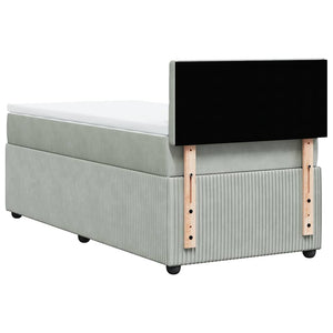 Κρεβάτι Boxspring με Στρώμα Ανοιχτό Γκρι 90x200 εκ. Βελούδινο - Pakobazaar