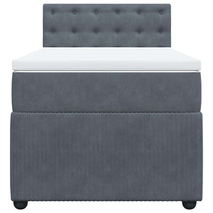 Κρεβάτι Boxspring με Στρώμα Σκούρο Γκρι 90x200 εκ. Βελούδινο - Pakobazaar