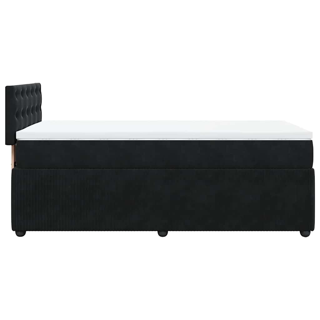 Κρεβάτι Boxspring με Στρώμα Μαύρο 90x200 εκ. Βελούδινο - Pakobazaar