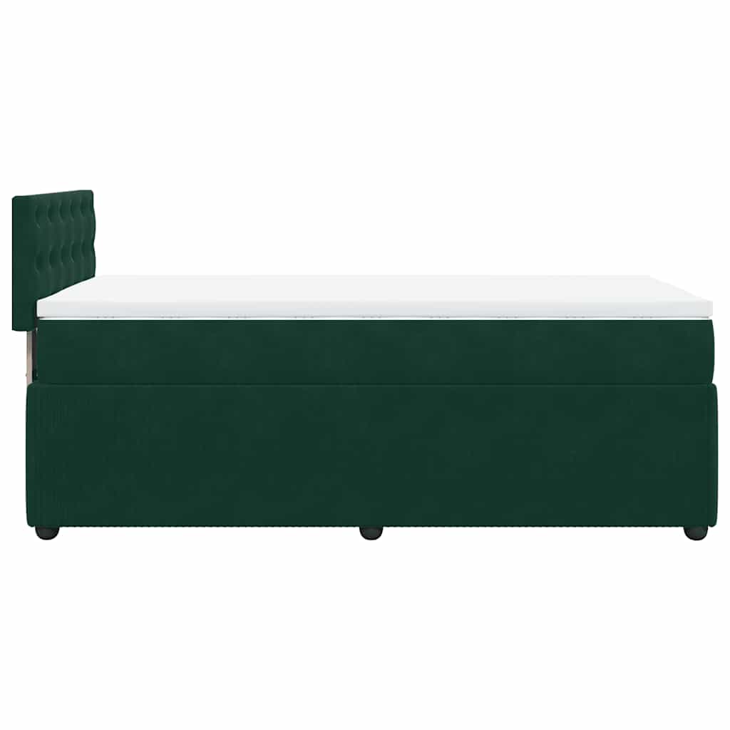 Κρεβάτι Boxspring με Στρώμα Σκούρο Πράσινο 90x200 εκ. Βελούδινο - Pakobazaar