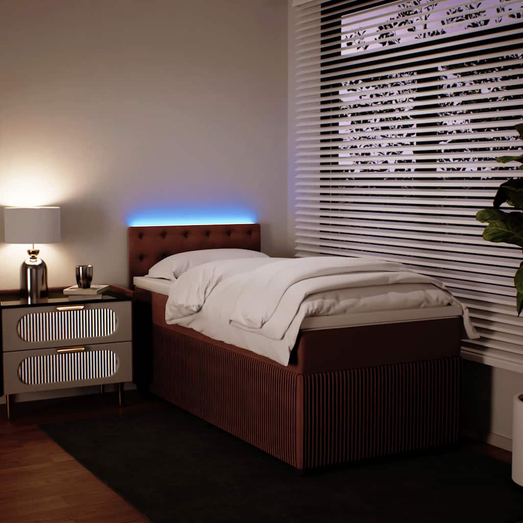 Κρεβάτι Boxspring με Στρώμα Ροζ 90x200 εκ. Βελούδινο - Pakobazaar