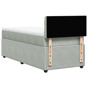Κρεβάτι Boxspring με Στρώμα Ανοιχτό Γκρι 90x200 εκ. Βελούδινο - Pakobazaar