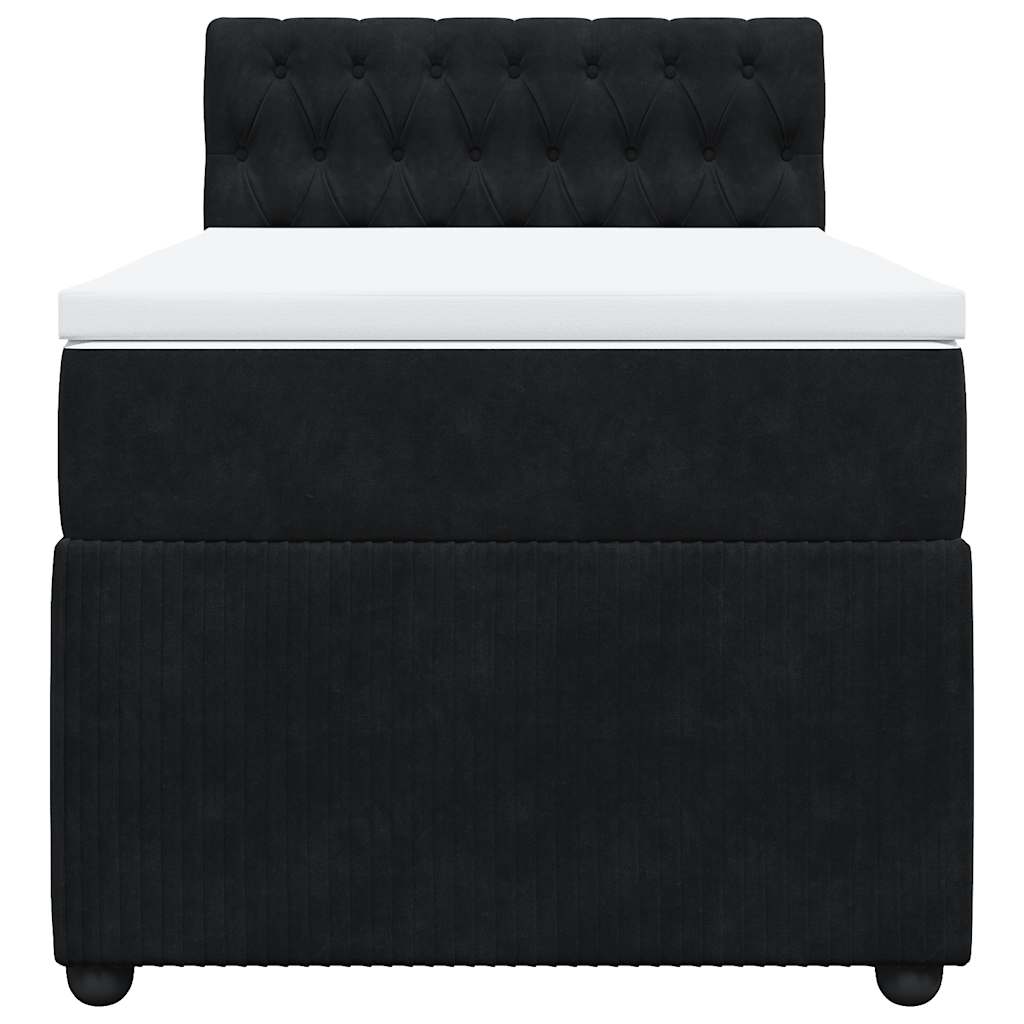 Κρεβάτι Boxspring με Στρώμα Μαύρο 90x200 εκ. Βελούδινο - Pakobazaar