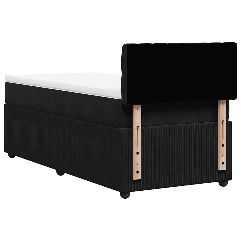 Κρεβάτι Boxspring με Στρώμα Μαύρο 90x200 εκ. Βελούδινο - Pakobazaar