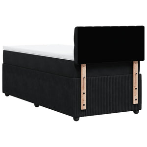 Κρεβάτι Boxspring με Στρώμα Μαύρο 90x200 εκ. Βελούδινο - Pakobazaar