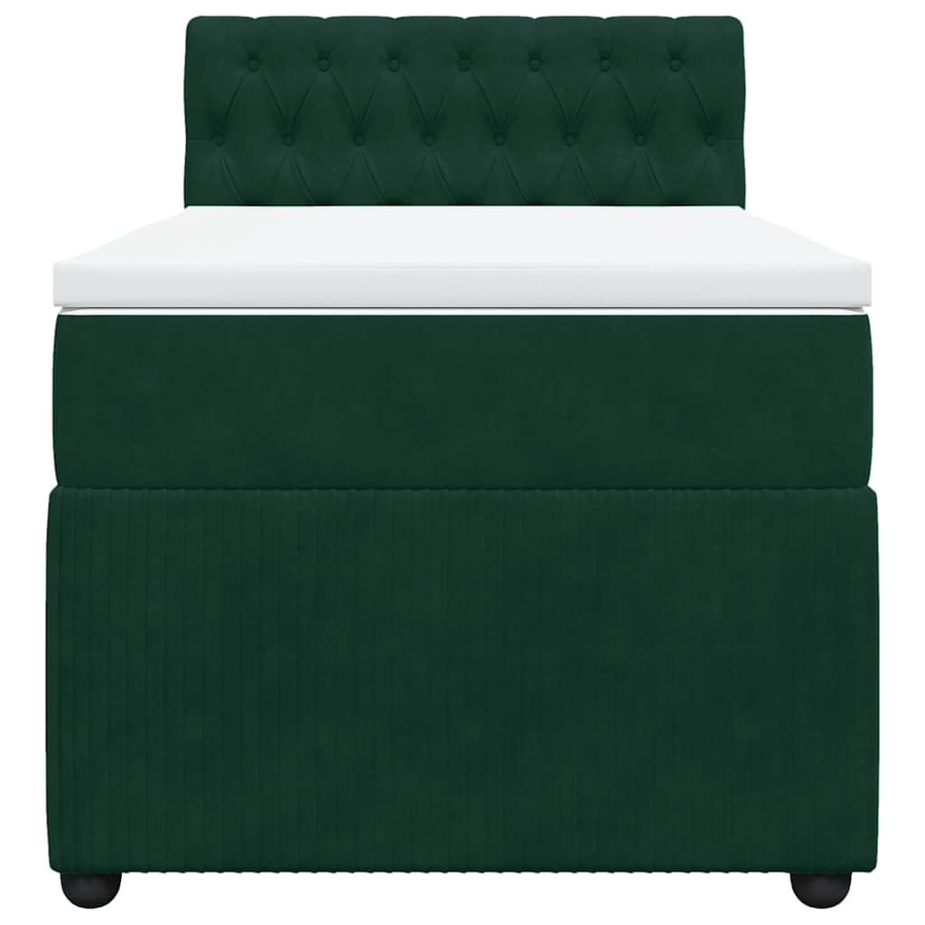 Κρεβάτι Boxspring με Στρώμα Σκούρο Πράσινο 90x200 εκ. Βελούδινο - Pakobazaar