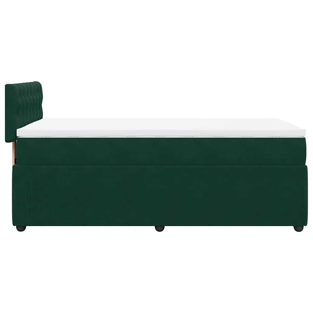 Κρεβάτι Boxspring με Στρώμα Σκούρο Πράσινο 90x200 εκ. Βελούδινο - Pakobazaar
