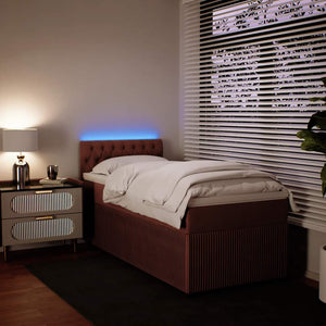 Κρεβάτι Boxspring με Στρώμα Ροζ 90x200 εκ. Βελούδινο - Pakobazaar