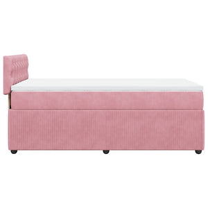 Κρεβάτι Boxspring με Στρώμα Ροζ 90x200 εκ. Βελούδινο - Pakobazaar