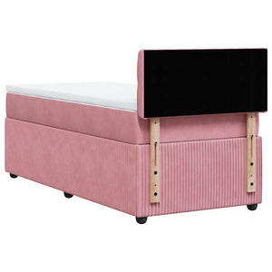 Κρεβάτι Boxspring με Στρώμα Ροζ 90x200 εκ. Βελούδινο - Pakobazaar