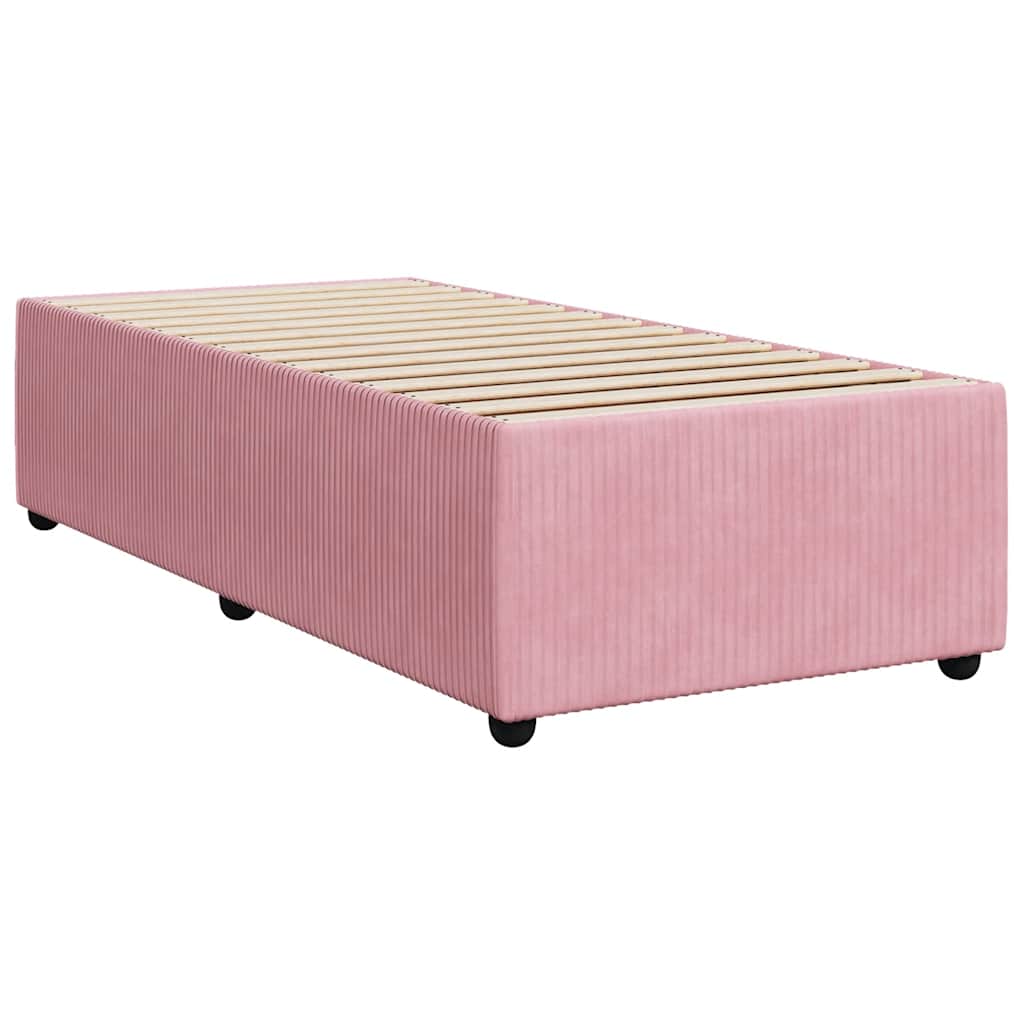 Κρεβάτι Boxspring με Στρώμα Ροζ 90x200 εκ. Βελούδινο - Pakobazaar