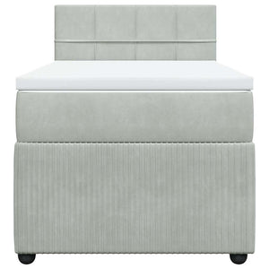 Κρεβάτι Boxspring με Στρώμα Ανοιχτό Γκρι 90x200 εκ. Βελούδινο - Pakobazaar
