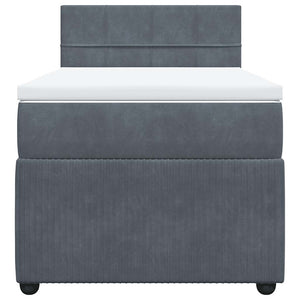 Κρεβάτι Boxspring με Στρώμα Σκούρο Γκρι 90x200 εκ. Βελούδινο - Pakobazaar