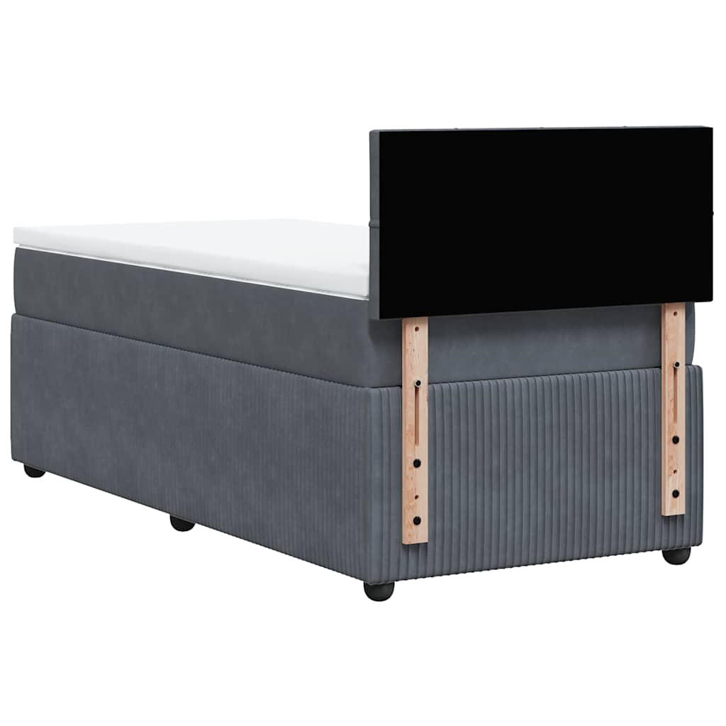 Κρεβάτι Boxspring με Στρώμα Σκούρο Γκρι 90x200 εκ. Βελούδινο - Pakobazaar