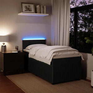 Κρεβάτι Boxspring με Στρώμα Μαύρο 90x200 εκ. Βελούδινο - Pakobazaar