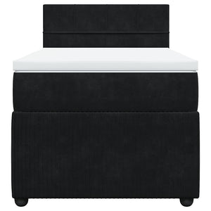 Κρεβάτι Boxspring με Στρώμα Μαύρο 90x200 εκ. Βελούδινο - Pakobazaar