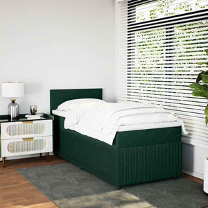 Κρεβάτι Boxspring με Στρώμα Σκούρο Πράσινο 90x200 εκ. Βελούδινο - Pakobazaar