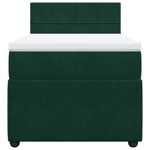 Κρεβάτι Boxspring με Στρώμα Σκούρο Πράσινο 90x200 εκ. Βελούδινο - Pakobazaar