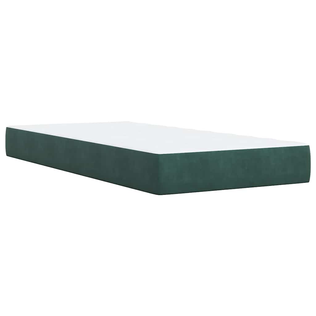 Κρεβάτι Boxspring με Στρώμα Σκούρο Πράσινο 90x200 εκ. Βελούδινο - Pakobazaar