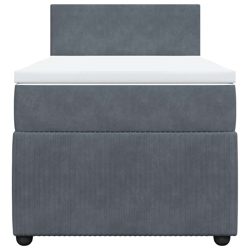 Κρεβάτι Boxspring με Στρώμα Σκούρο Γκρι 100x200 εκ. Βελούδινο