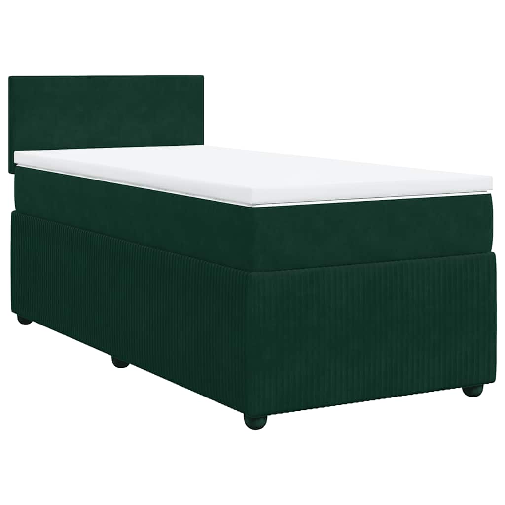 Κρεβάτι Boxspring με Στρώμα Σκούρο Πράσινο 100x200εκ. Βελούδινο