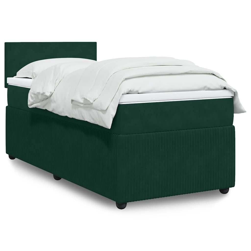 Κρεβάτι Boxspring με Στρώμα Σκούρο Πράσινο 100x200εκ. Βελούδινο