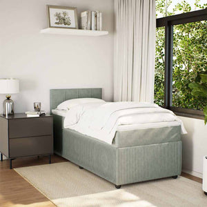 Κρεβάτι Boxspring με Στρώμα Ανοιχτό Γκρι 100x200 εκ. Βελούδινο - Pakobazaar