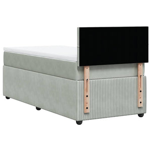 Κρεβάτι Boxspring με Στρώμα Ανοιχτό Γκρι 100x200 εκ. Βελούδινο - Pakobazaar
