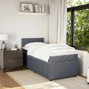 Κρεβάτι Boxspring με Στρώμα Σκούρο Γκρι 100x200 εκ. Βελούδινο