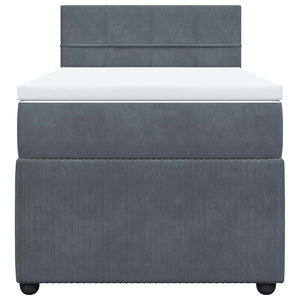 Κρεβάτι Boxspring με Στρώμα Σκούρο Γκρι 100x200 εκ. Βελούδινο