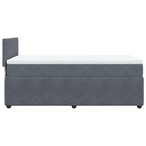 Κρεβάτι Boxspring με Στρώμα Σκούρο Γκρι 100x200 εκ. Βελούδινο