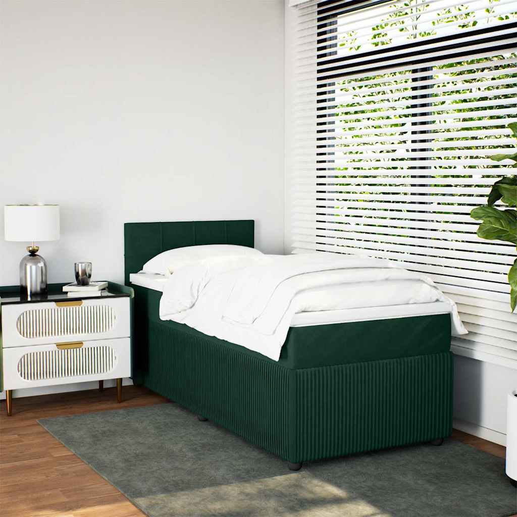 Κρεβάτι Boxspring με Στρώμα Σκούρο Πράσινο 100x200εκ. Βελούδινο