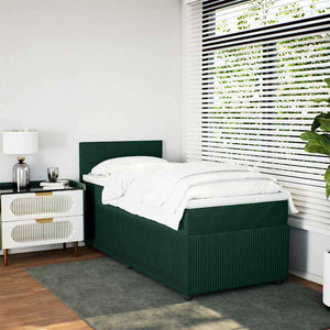 Κρεβάτι Boxspring με Στρώμα Σκούρο Πράσινο 100x200εκ. Βελούδινο