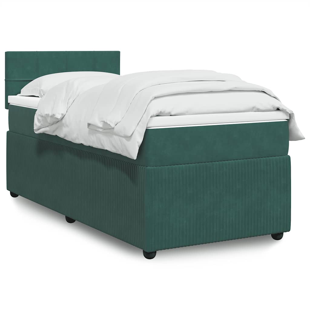 Κρεβάτι Boxspring με Στρώμα Σκούρο Πράσινο 100x200εκ. Βελούδινο