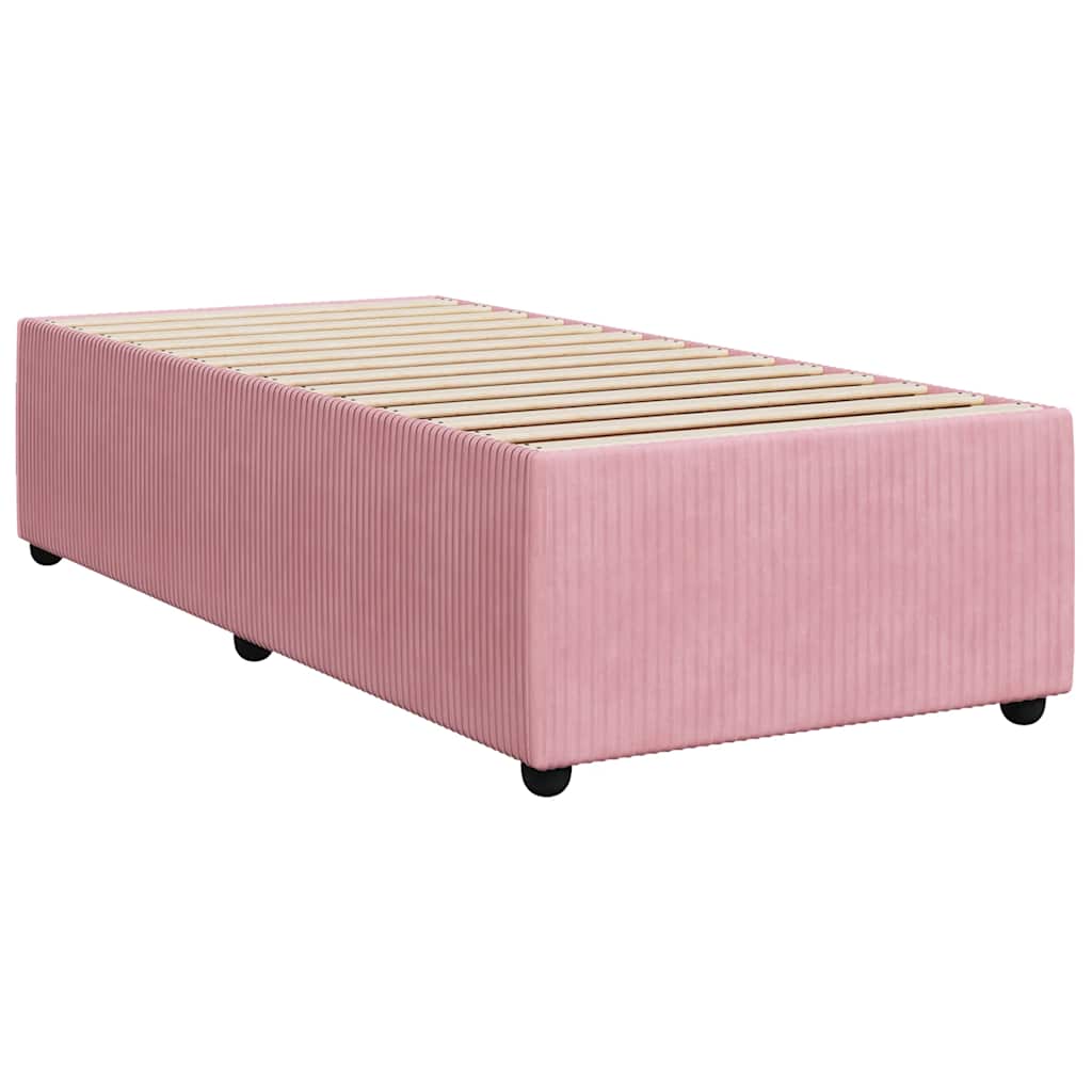 Κρεβάτι Boxspring με Στρώμα Ροζ 100x200 εκ. Βελούδινο - Pakobazaar