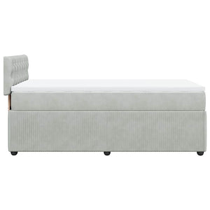 Κρεβάτι Boxspring με Στρώμα Ανοιχτό Γκρι 100x200 εκ. Βελούδινο