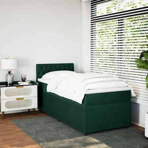 Κρεβάτι Boxspring με Στρώμα Σκούρο Πράσινο 100x200εκ. Βελούδινο