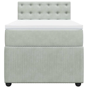 Κρεβάτι Boxspring με Στρώμα Ανοιχτό Γκρι 100x200 εκ. Βελούδινο