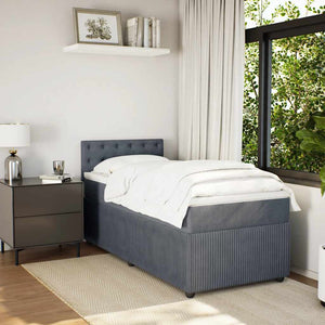 Κρεβάτι Boxspring με Στρώμα Σκούρο Γκρι 100x200 εκ. Βελούδινο