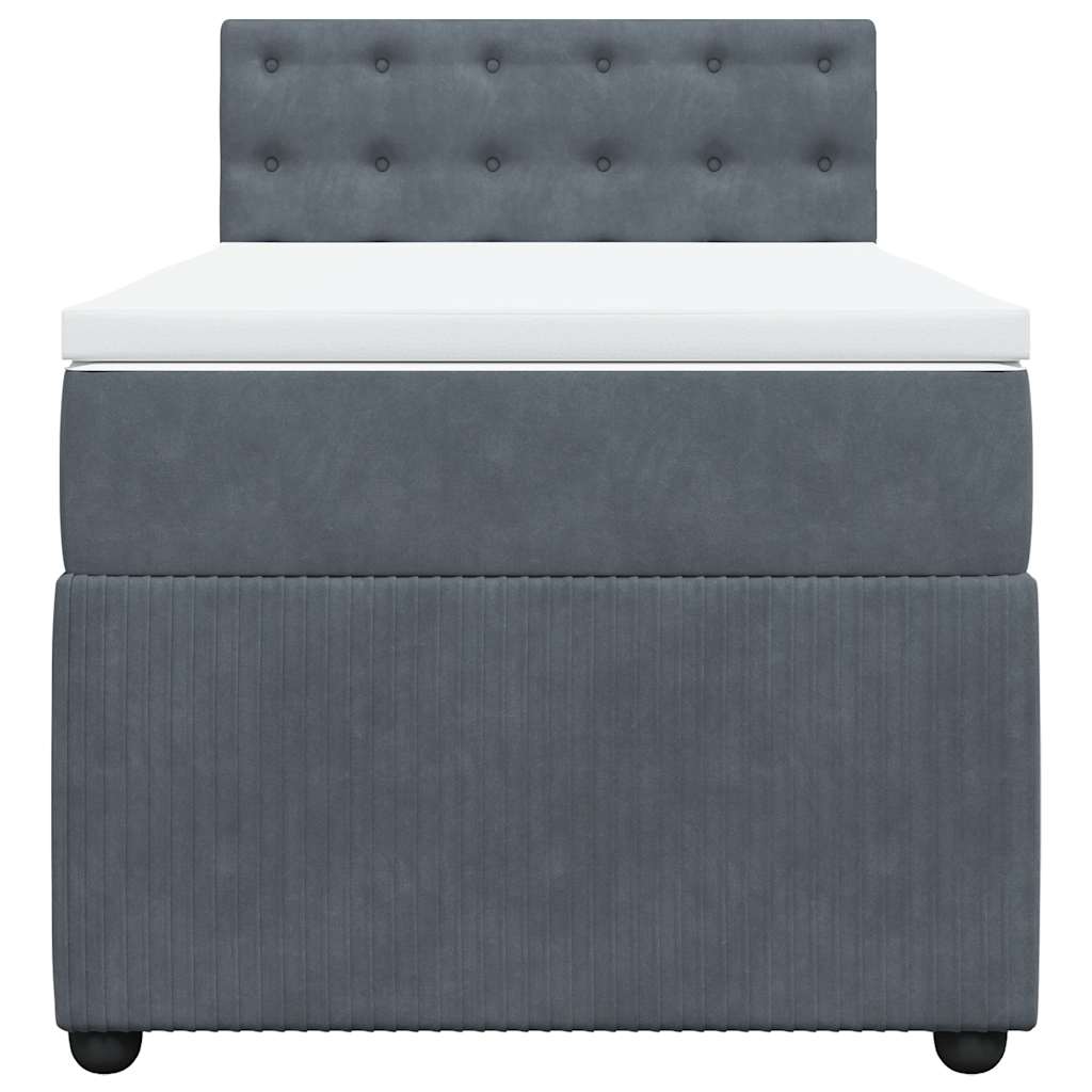 Κρεβάτι Boxspring με Στρώμα Σκούρο Γκρι 100x200 εκ. Βελούδινο