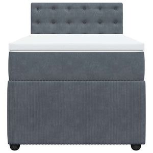 Κρεβάτι Boxspring με Στρώμα Σκούρο Γκρι 100x200 εκ. Βελούδινο