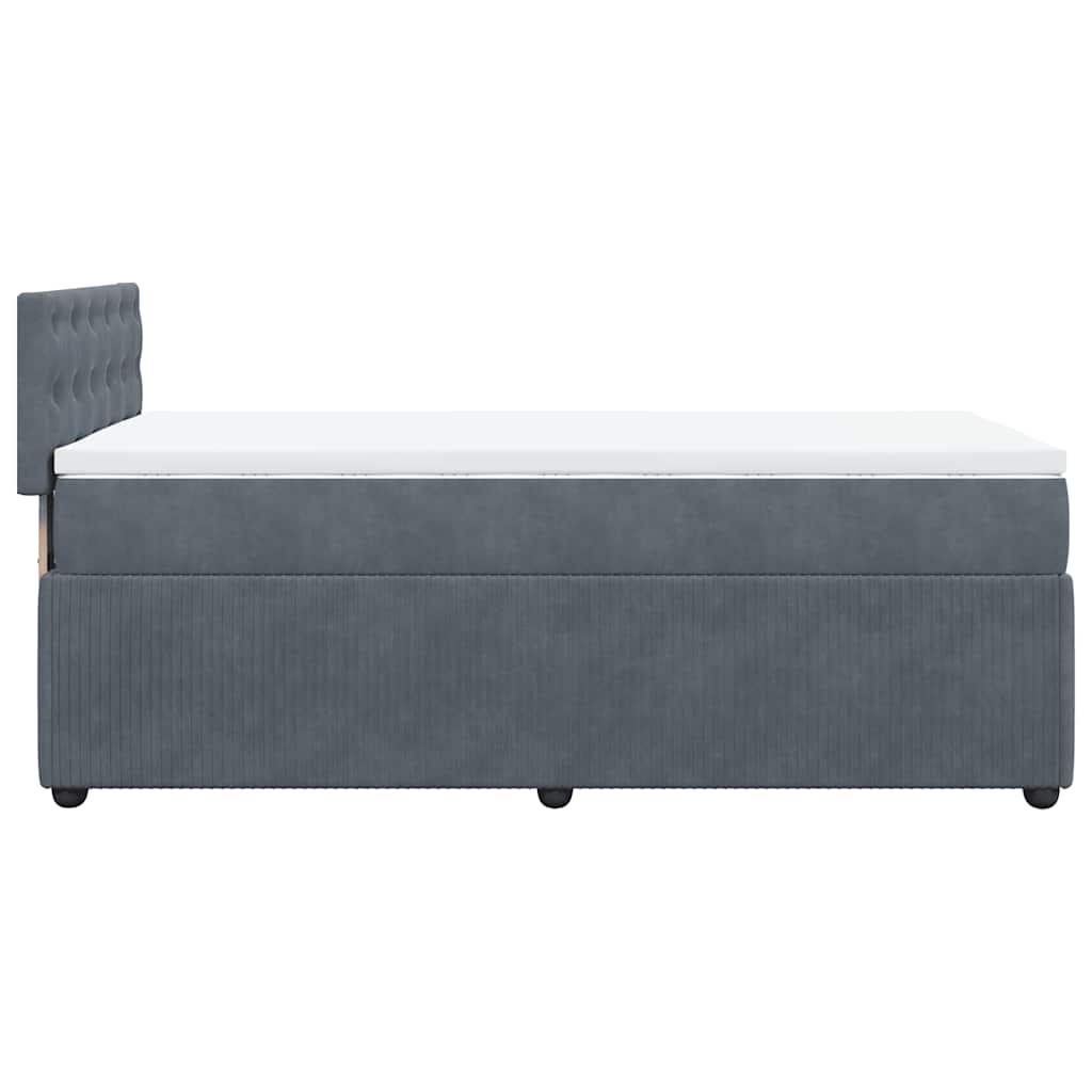 Κρεβάτι Boxspring με Στρώμα Σκούρο Γκρι 100x200 εκ. Βελούδινο