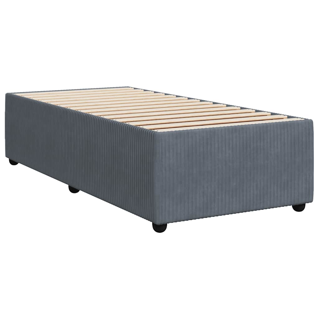Κρεβάτι Boxspring με Στρώμα Σκούρο Γκρι 100x200 εκ. Βελούδινο