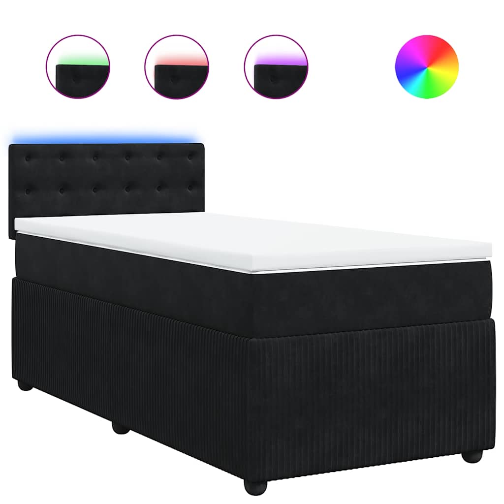 Κρεβάτι Boxspring με Στρώμα Μαύρο 100x200 εκ. Βελούδινο
