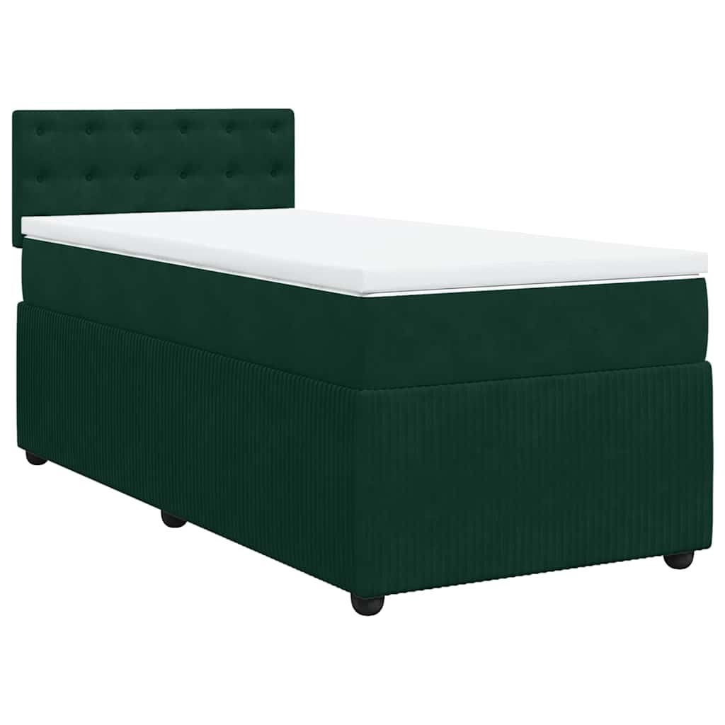 Κρεβάτι Boxspring με Στρώμα Σκούρο Πράσινο 100x200εκ. Βελούδινο