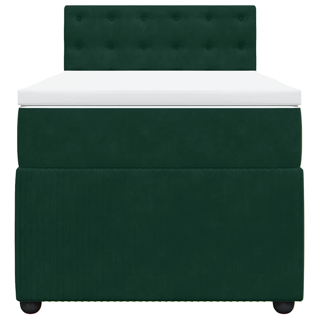 Κρεβάτι Boxspring με Στρώμα Σκούρο Πράσινο 100x200εκ. Βελούδινο