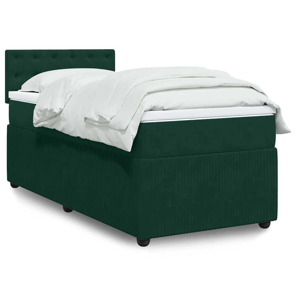 Κρεβάτι Boxspring με Στρώμα Σκούρο Πράσινο 100x200εκ. Βελούδινο