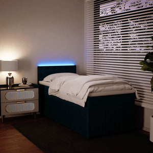 Κρεβάτι Boxspring με Στρώμα Μπλε 100x200 εκ. Βελούδινο - Pakobazaar